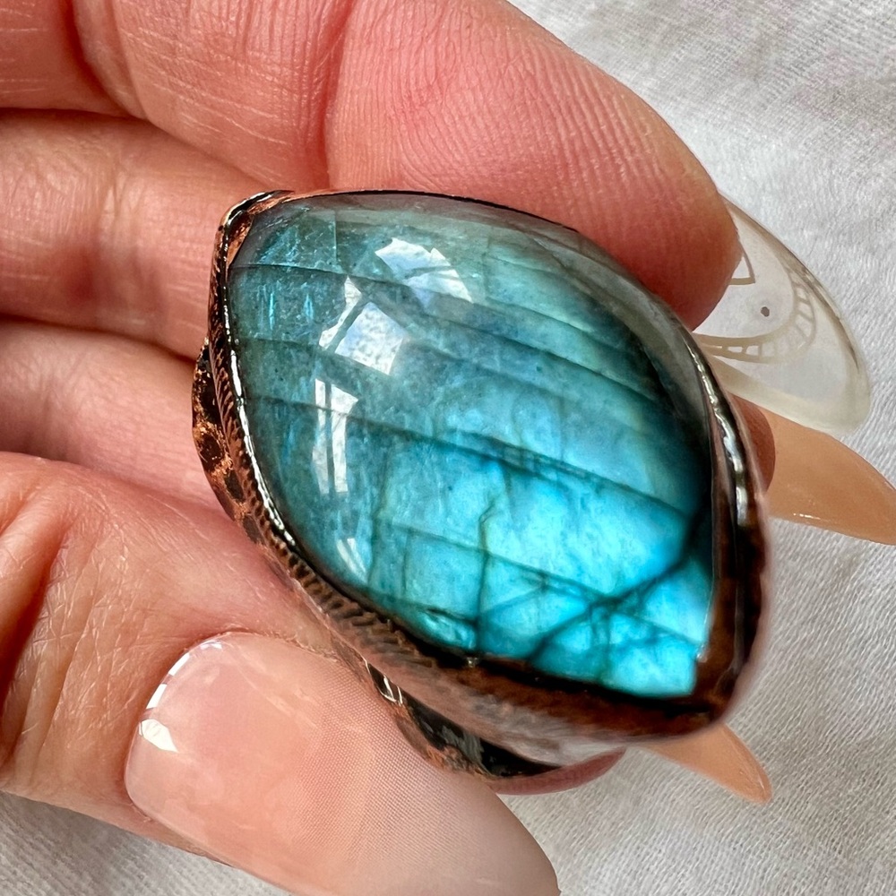 AQUA Dragons Eye Flash Labradorite Ring 6 7 8